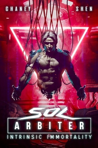 Sol Arbiter 2 cover, Torso of man hanging from life-sustaining wires and tech