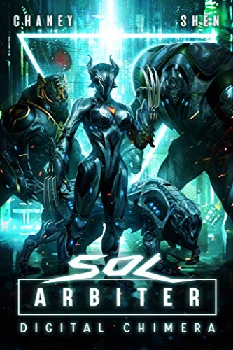 Sol Arbiter 3 cover, figure in futuristic suit, mechanical creatures in background