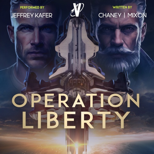 The Last Hunter 10 Operation Liberty cover. Two men featured in the sky with a ship between them in the foreground.