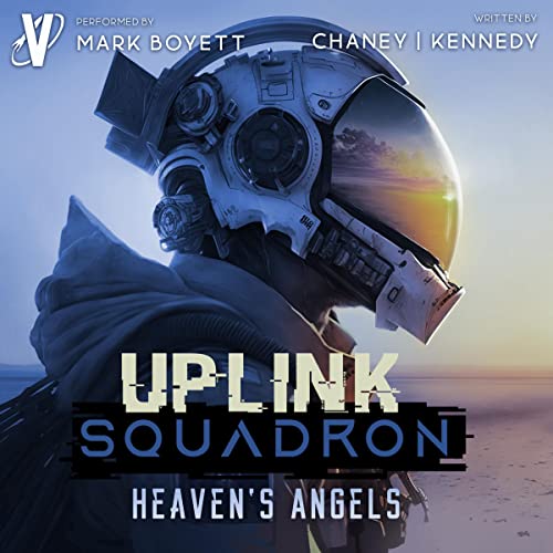 Uplink Squadron 6 Heaven's Angels cover. Profile of person in desert with a full face helmet.