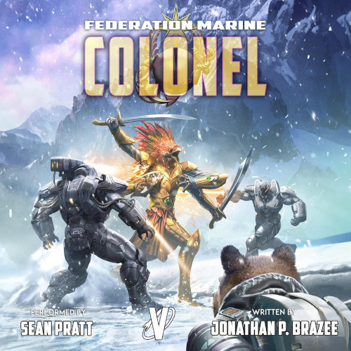 Federation Marine 7 Colonel cover. Warriors in futuristic armour in hand-to-hand combat on a snowy mountain.