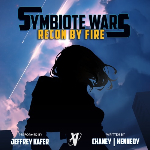 Symbiote Wars 4 audio cover, silhouette of female figure standing against backdrop of sky