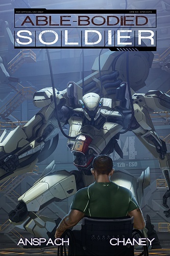 Able Bodied Solider 1 cover, features a male figure (Titus Briggs) in wheelchair looking upon a high tech mobile combat suit